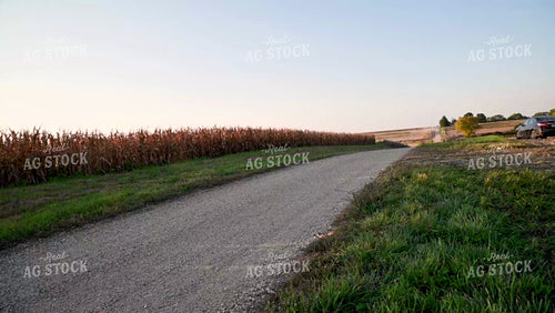 Combine Pulling out of Field onto Road