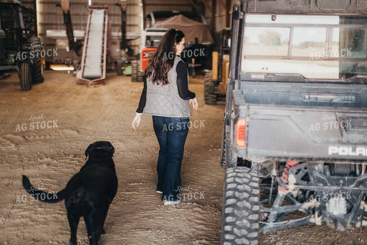Farm Wife Getting into Side by Side 9456