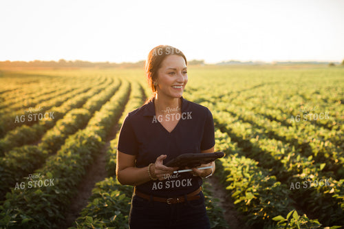 Agronomist or Farmer in Soybean Field with Tablet 6094