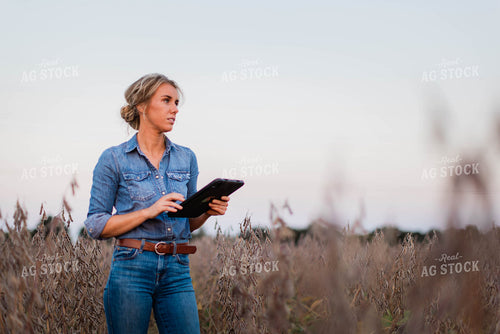 Female Farmer on Tablet in Field 8374