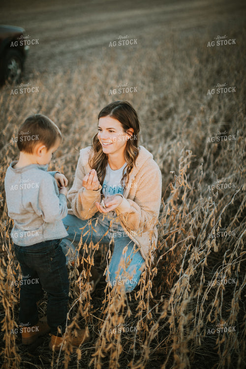 Farm Mom With Son in Soybean Field 6751