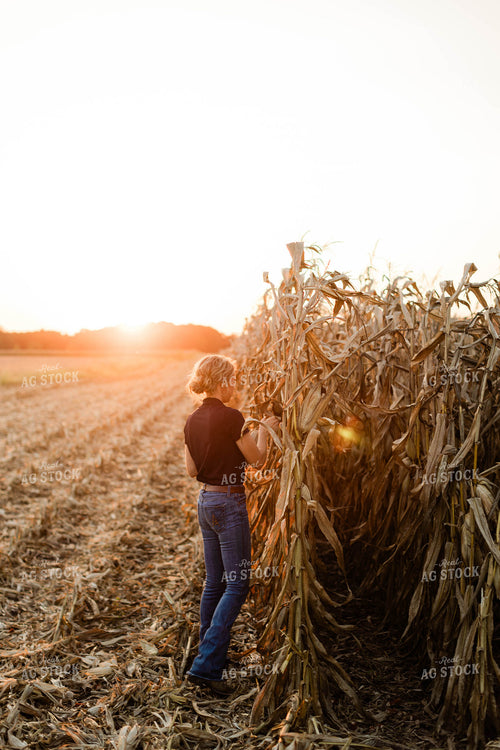 Female Agronomist Checking Corn 8341