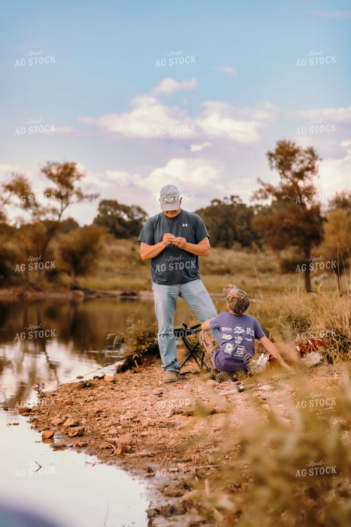 Farmer and Farm Kid Fishing 108041