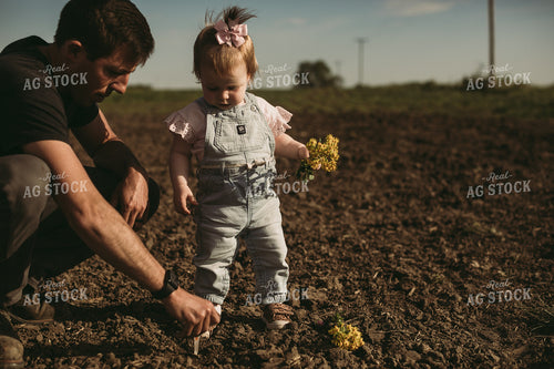 Farmer and Daughter Checking Seed Depth 4178