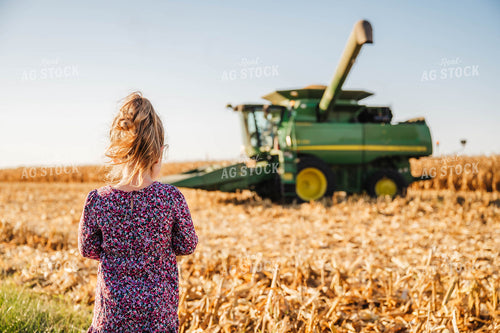 Farm Kid Watching Combine 115367