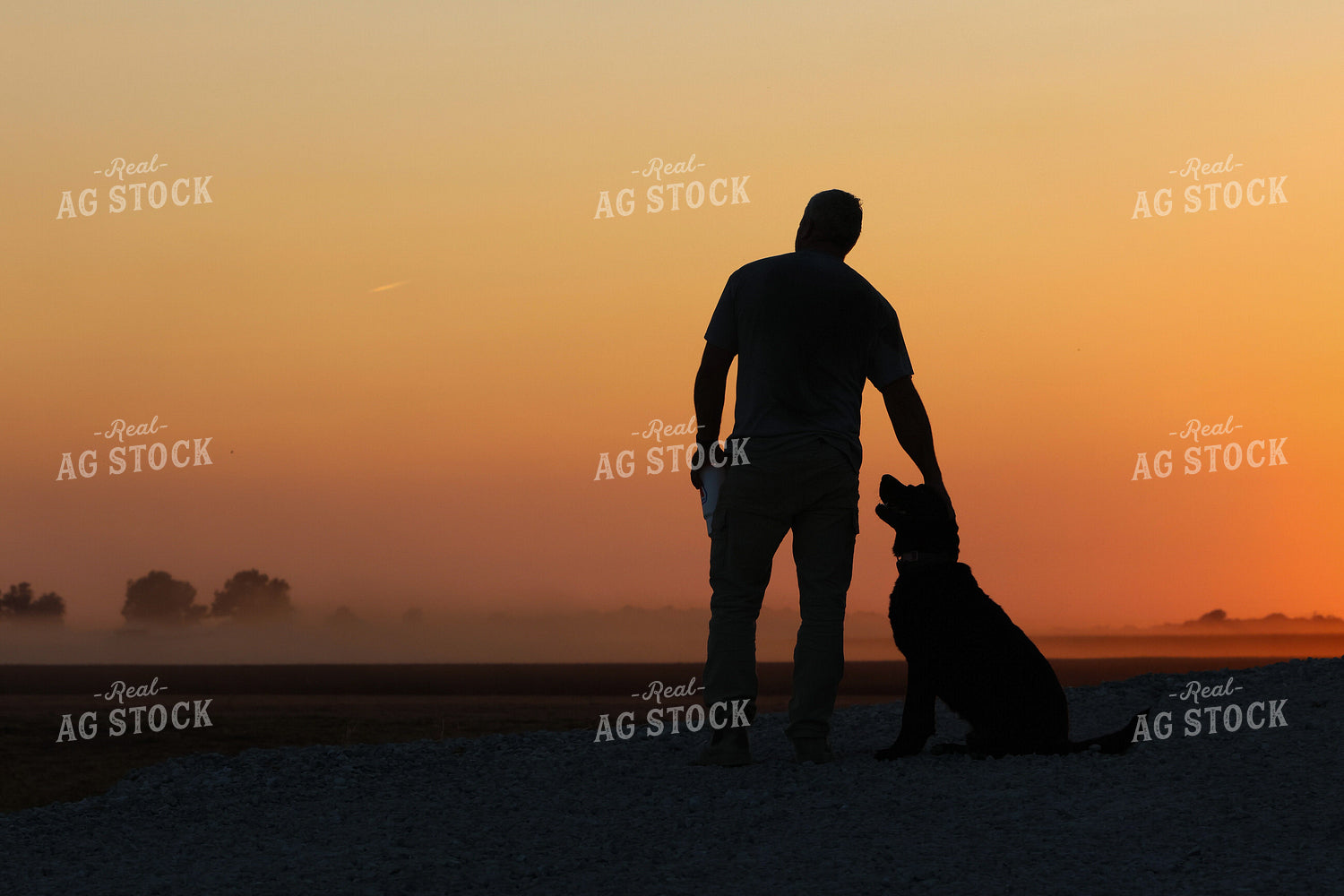 Farmer and Dog Silhouette 109132