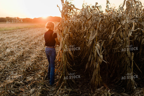 Female Agronomist Checking Corn 8340