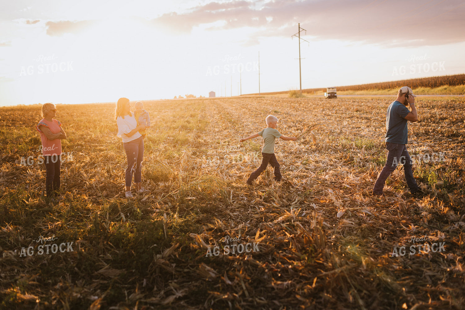 Farm Family Going for a Ride at Harvest 9380