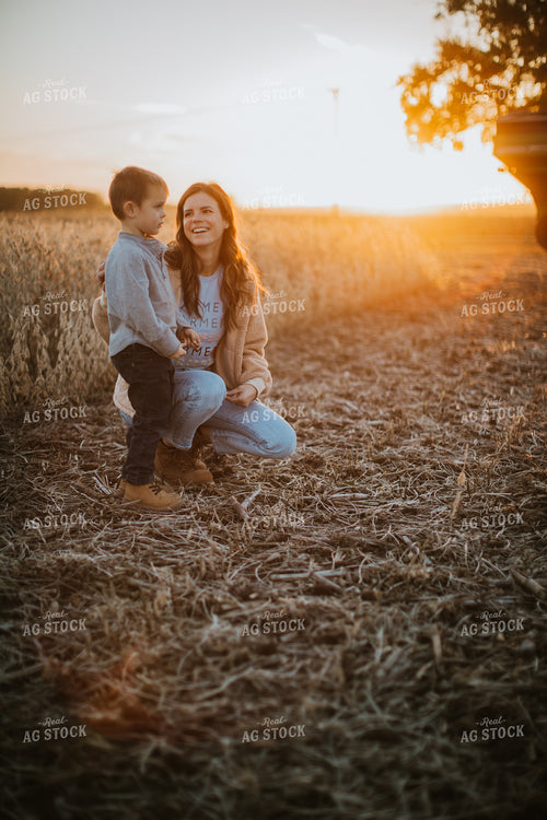 Farm Mom and Son in Field 6755
