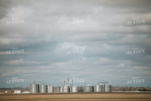 Unplanted Field in Spring with Grain Bins 5404
