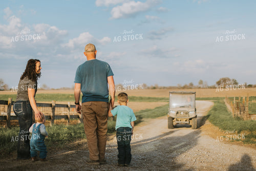 Farm Family Walking Down Road 7411