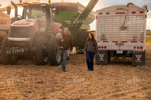 Three Generations Walking in Bean Field 25679