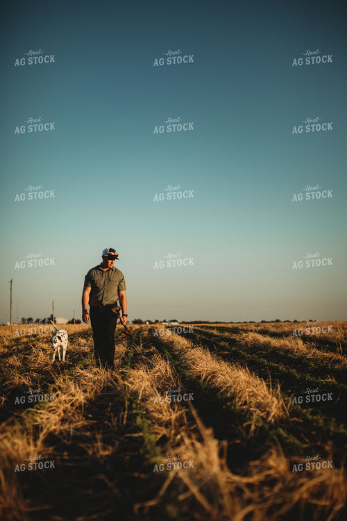 Farmer Agronomist with Shovel in Soybean and Rye Cover Crop Field 5893