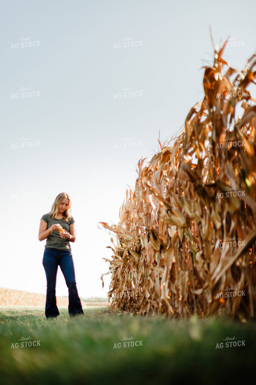 Female Agronomist Checking Corn 9205