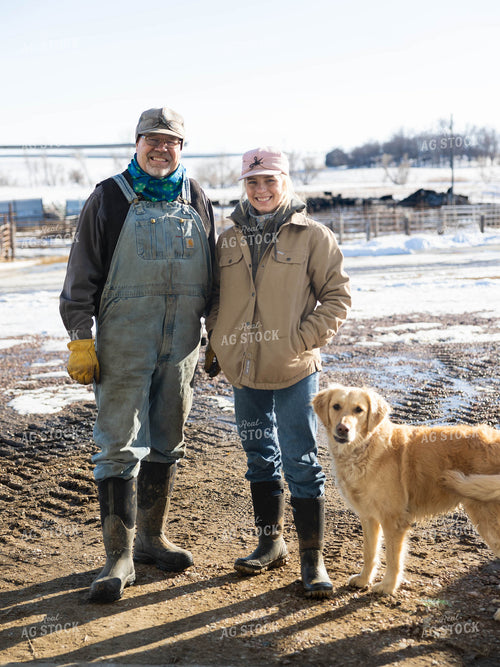 Ranchers Smiling on Farm 70237