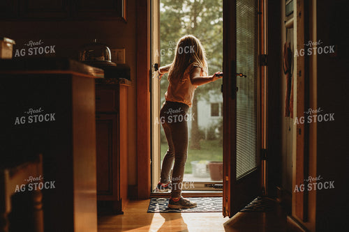Farm Kid Running out Door 4424