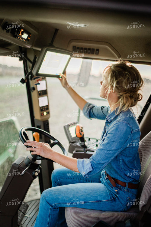 Female Farmer in Combine Cab 8395