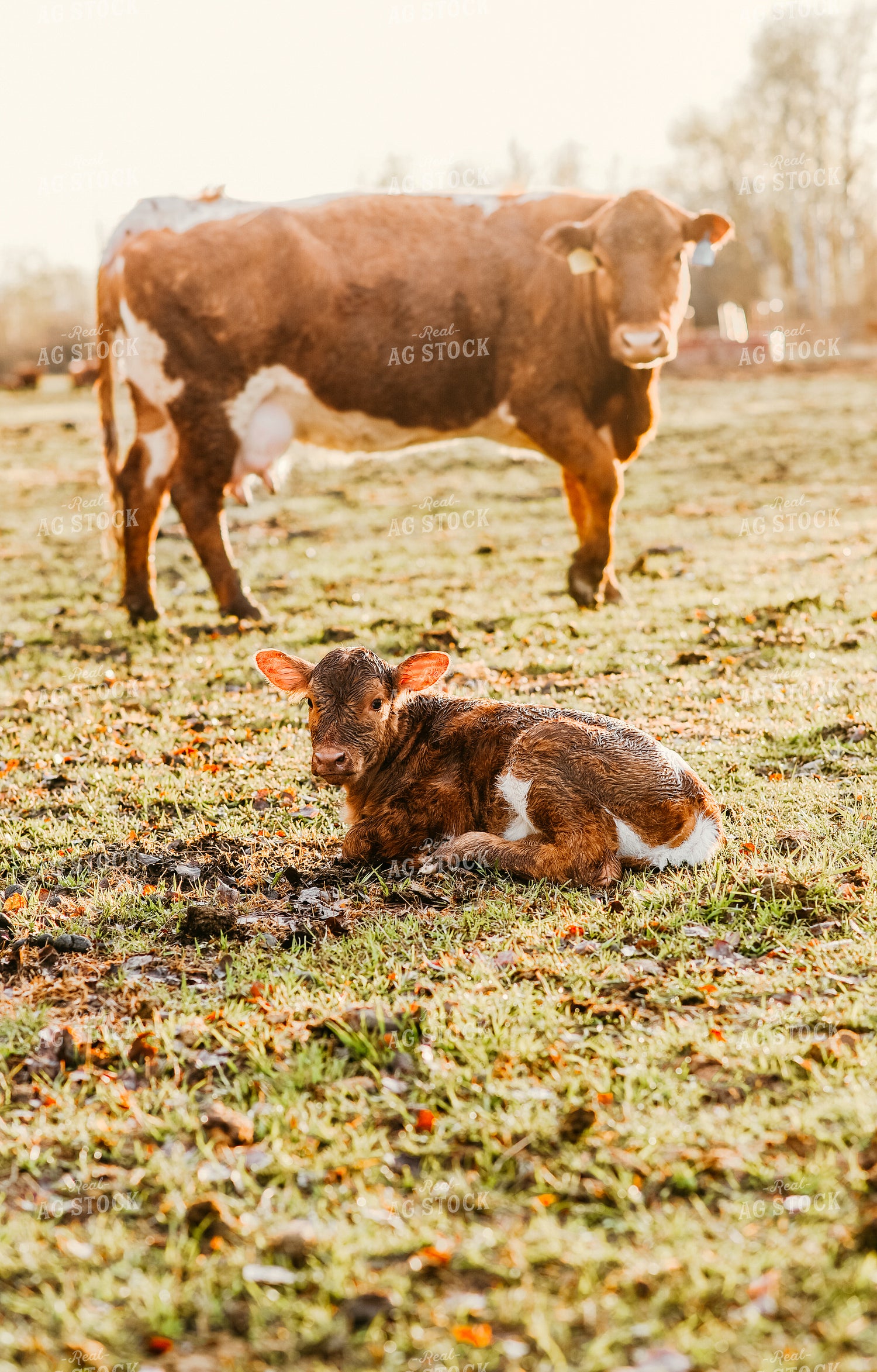 Cow and Calf in Pasture 64235