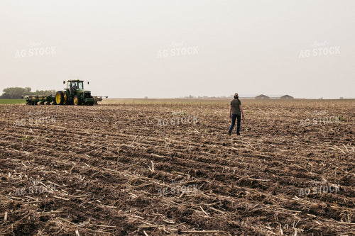 Female Farmer Approaching Tractor Planting Field 67321