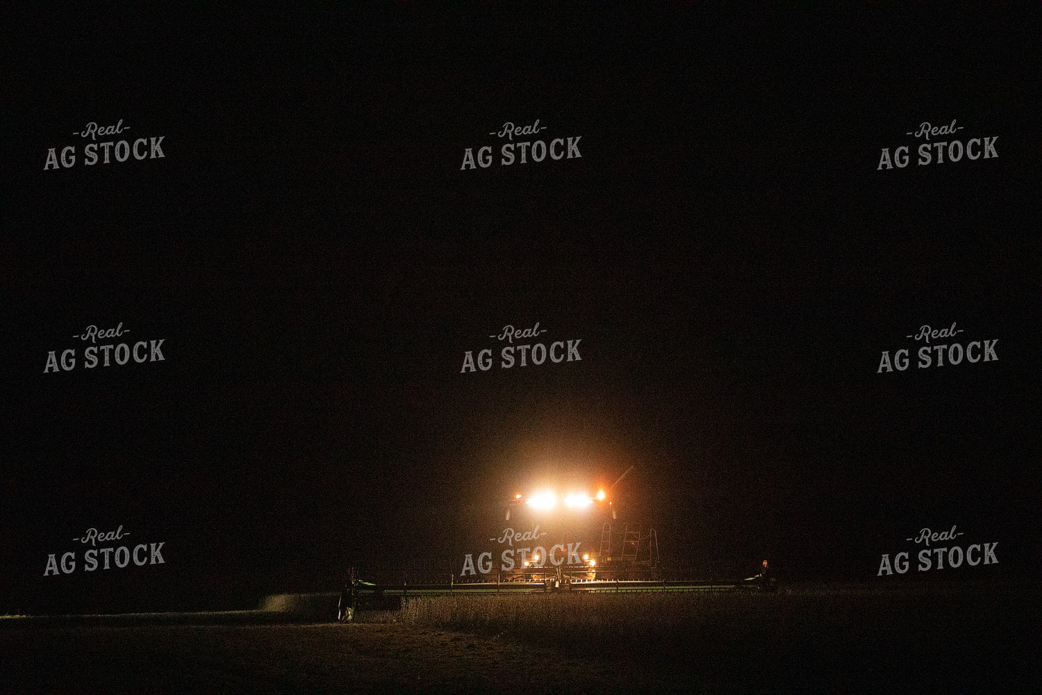 Combine in Soybean Field at Night 5166