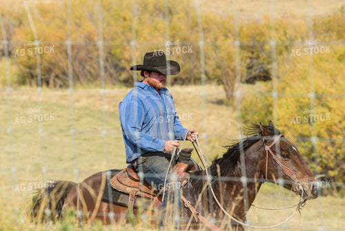 Cowboy Riding Horse 51002