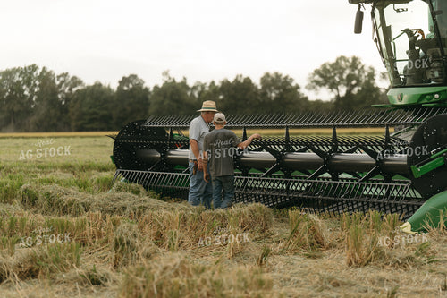 Farmers Fixing Combine in Rice Field 125269