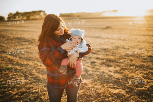 Farm Mom and Wife with Baby in Soybean Field 5100