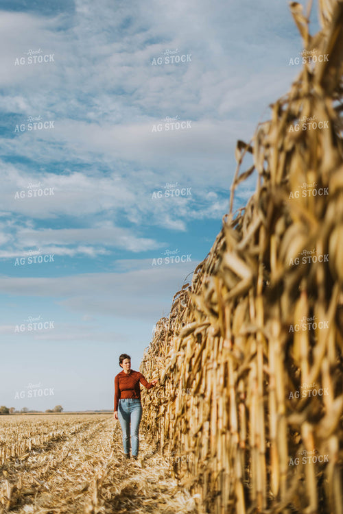 Female Farmer Checking Corn 8516