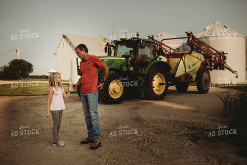 Farmer Talking to Daughter at Sunset 4536