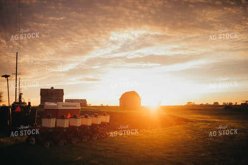 Rural Farmyard with Old Tractor and Planter 4324