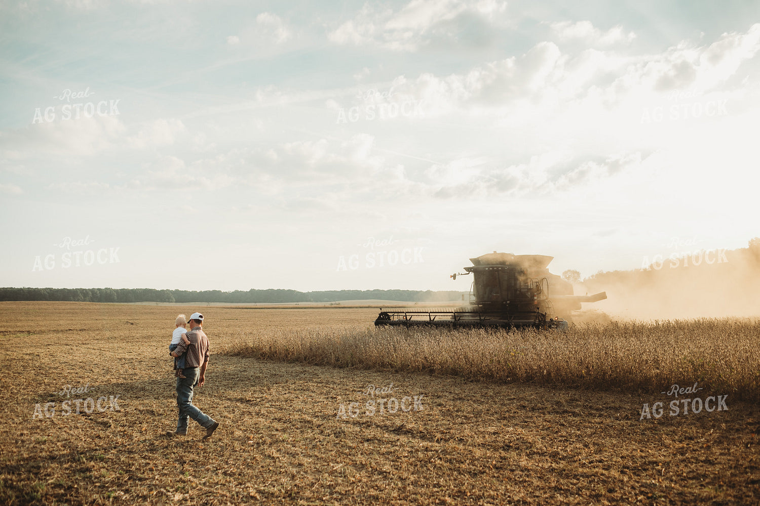Farmer and Farm Kid Getting into Combine 4827