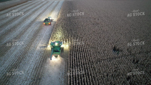 Aerial of Corn Harvest at Night 65571