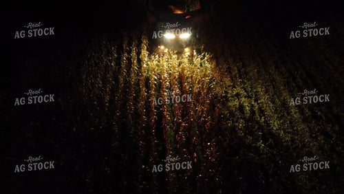 Harvesting Corn at Dark Combine Aerial 52586