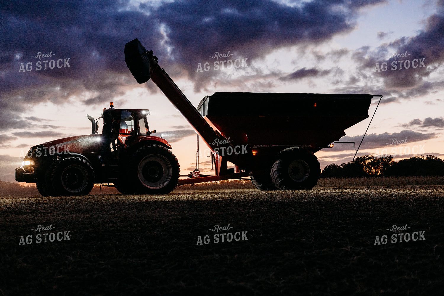 Tractor and Grain Cart at Night 281121
