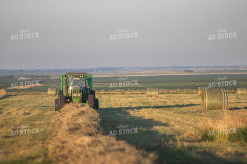 Tractor Baling Hay 72091