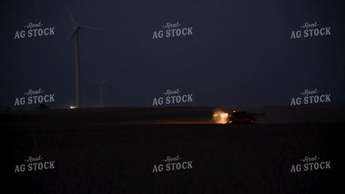 Combine Harvesting Soybeans at Night - 541
