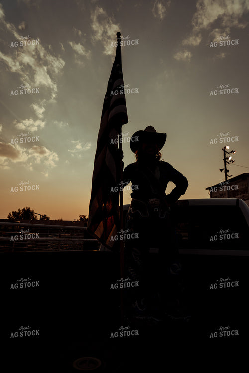 Cowgirl Holding Flag 58175