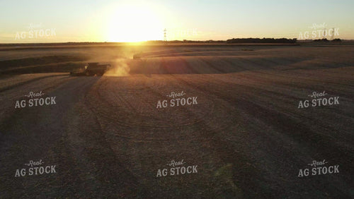 Aerial Drone of Soybean Harvest at Sunset in Field with Terraces 7368