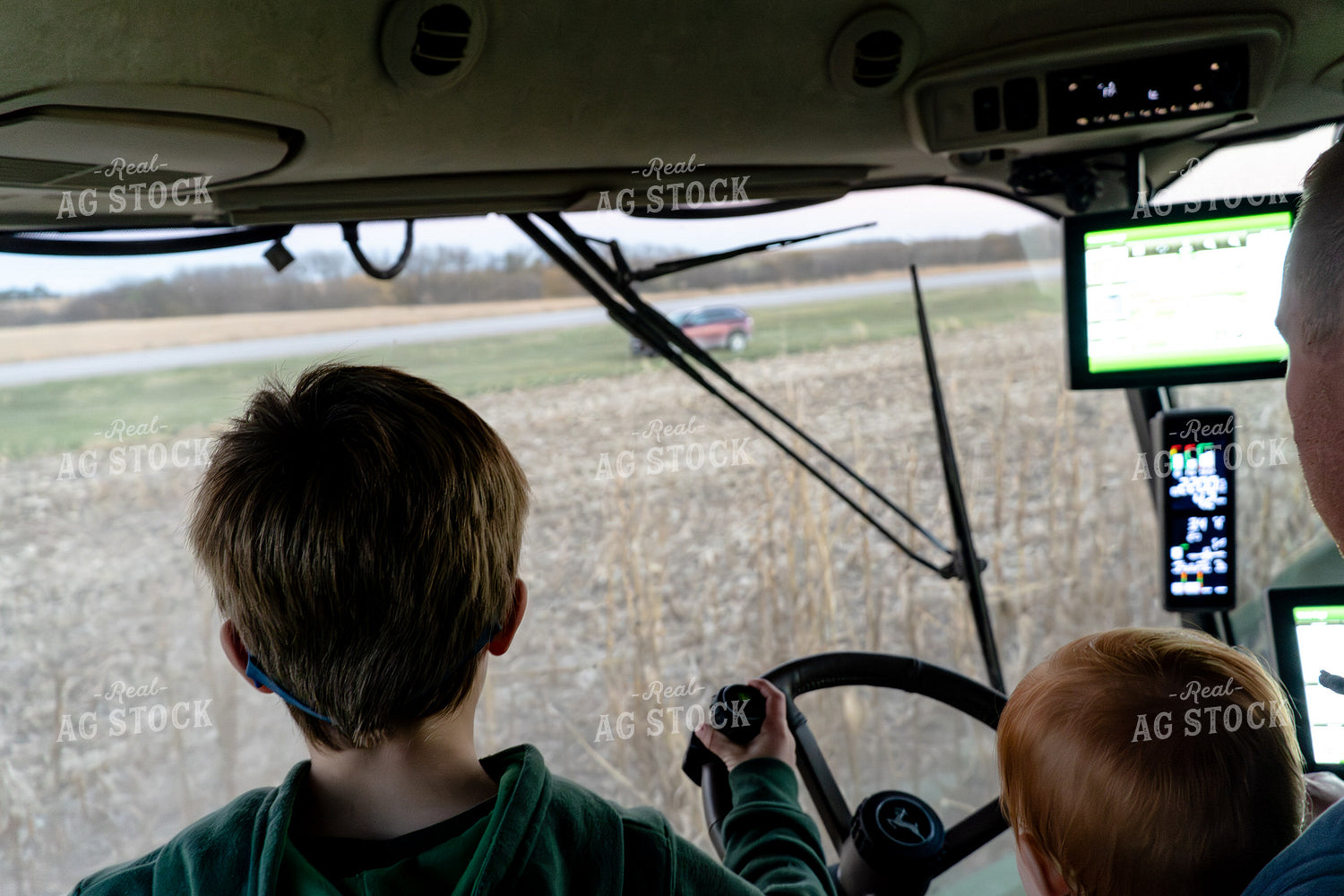 Farm Kids Riding in Combine 65506