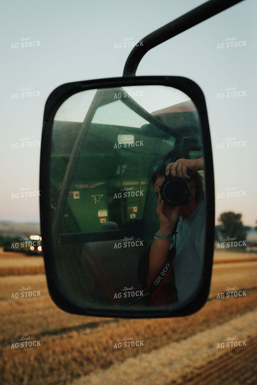 Photographer Reflected in Combine Side Mirror at Dusk 403002