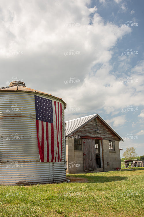 American Flag on Side of Grain Bin 76601