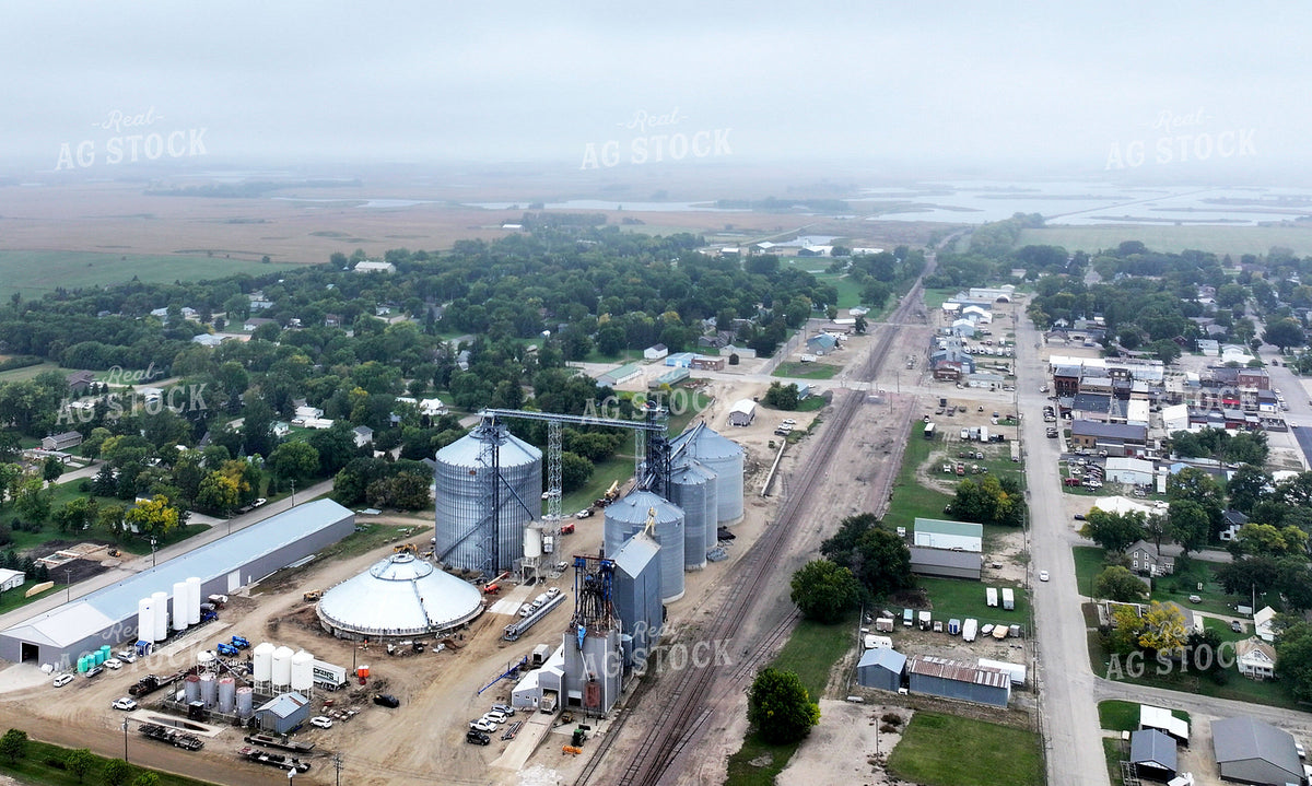 Aerial of Small Town and Elevator 141823
