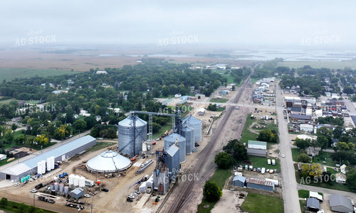 Aerial of Small Town and Elevator 141823
