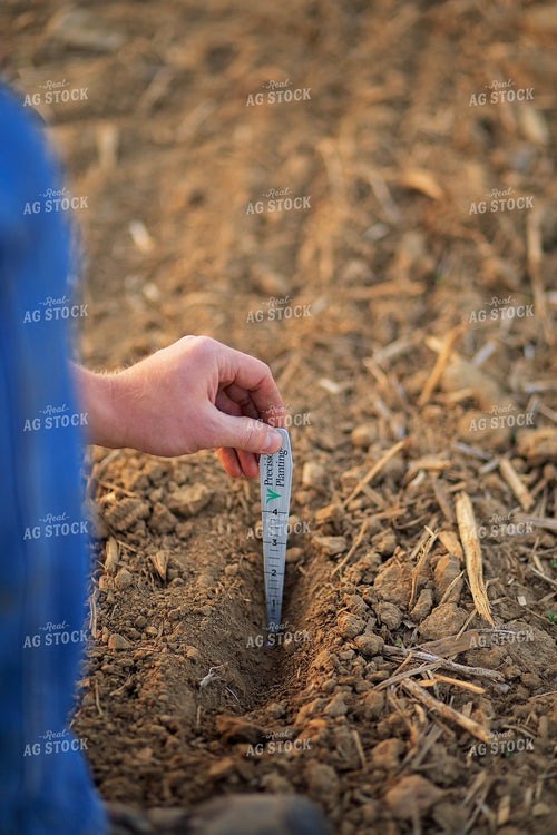 Farmer Checks Seed Depth After Planting 93203