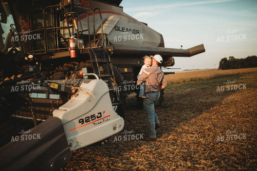 Farmer Helping Farm Kid Down Combine Ladder 4868