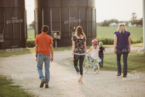Farm Family Walking Along Corn Field 4476
