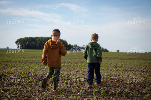 Farm Kids Checking Crops 268290