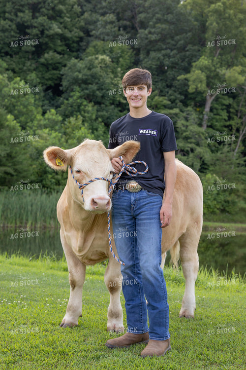 Farm Kid with Steer 52498