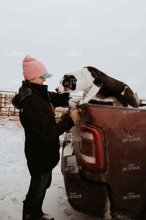 Female Rancher with Dog 61186