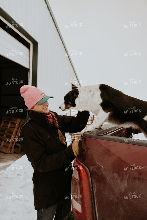 Female Rancher with Dog 61187